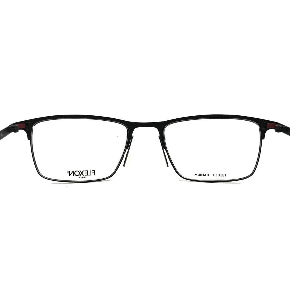 Flexon Eyeglasses Frames B2006 001 Black Red Rectangle Full Rim 52-20-145